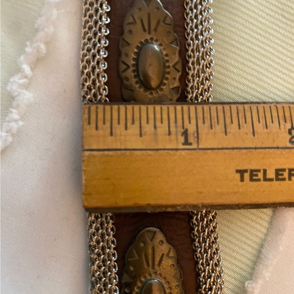 80s Vintage Sand Castle Leather & Mesh Belt (s/med) - Picture 6 of 12